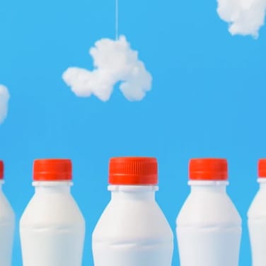 This is a picture of multiple milk bottles